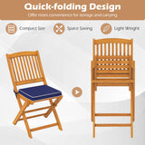 Outdoor Folding Chairs with Seat Cushions Set of 2