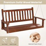 2-Person Wooden Outdoor Porch Swing with 500 lbs Weight Capacity