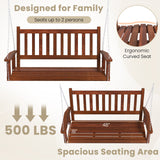 2-Person Wooden Outdoor Porch Swing with 500 lbs Weight Capacity