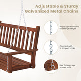 2-Person Wooden Outdoor Porch Swing with 500 lbs Weight Capacity
