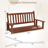 2-Person Wooden Outdoor Porch Swing with 500 lbs Weight Capacity