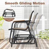 3-Piece Outdoor Glider Bistro Set with Tempered Glass Top and Metal Frame-Coffee