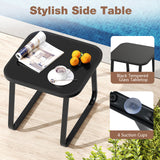 3-Piece Outdoor Glider Bistro Set with Tempered Glass Top and Metal Frame-Coffee