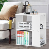 2-Tier Side End Table with Storage Shelves