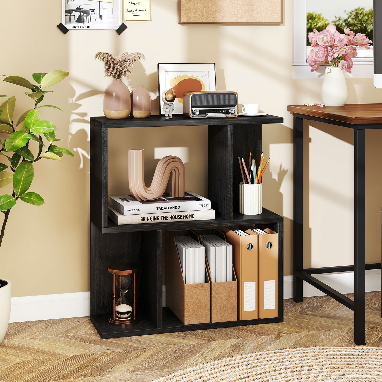3-Tier Bookshelf with Display Shelf for Small Space