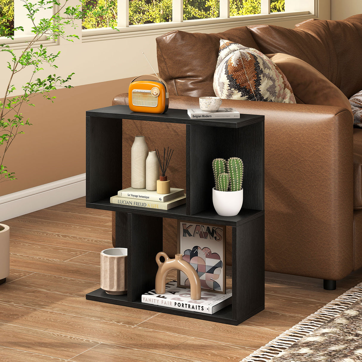 3-Tier Bookshelf with Display Shelf for Small Space