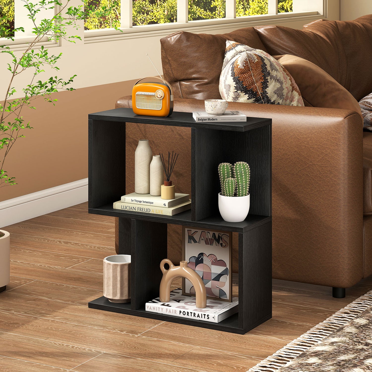 3-Tier Bookshelf with Display Shelf for Small Space