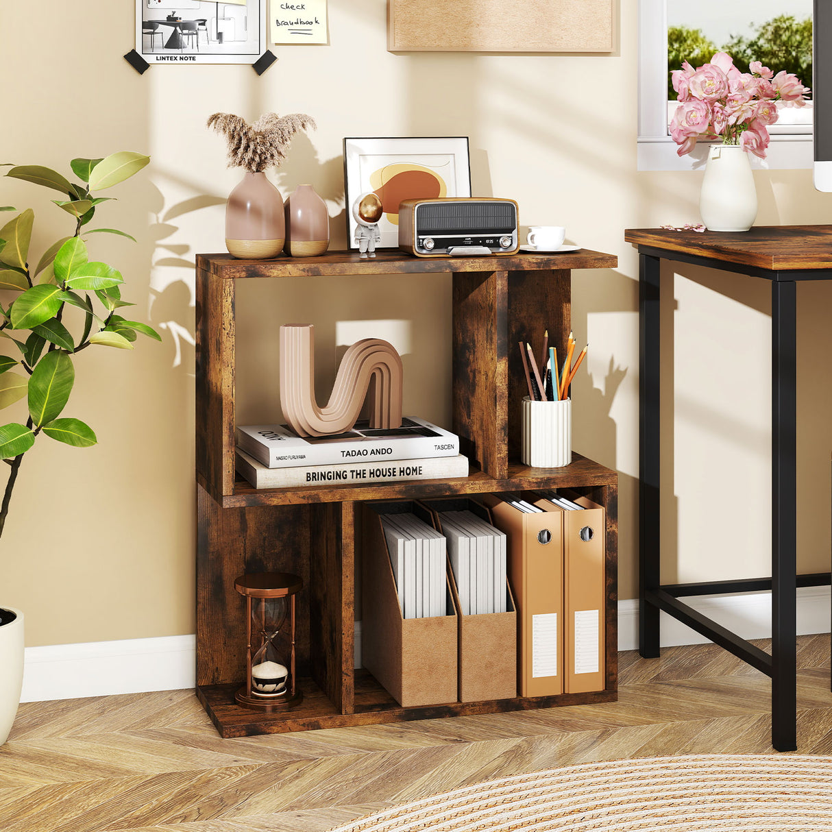 3-Tier Bookshelf with Display Shelf for Small Space