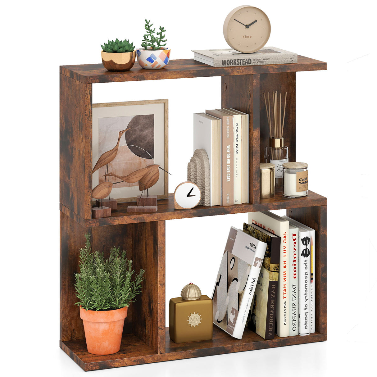 3-Tier Bookshelf with Display Shelf for Small Space