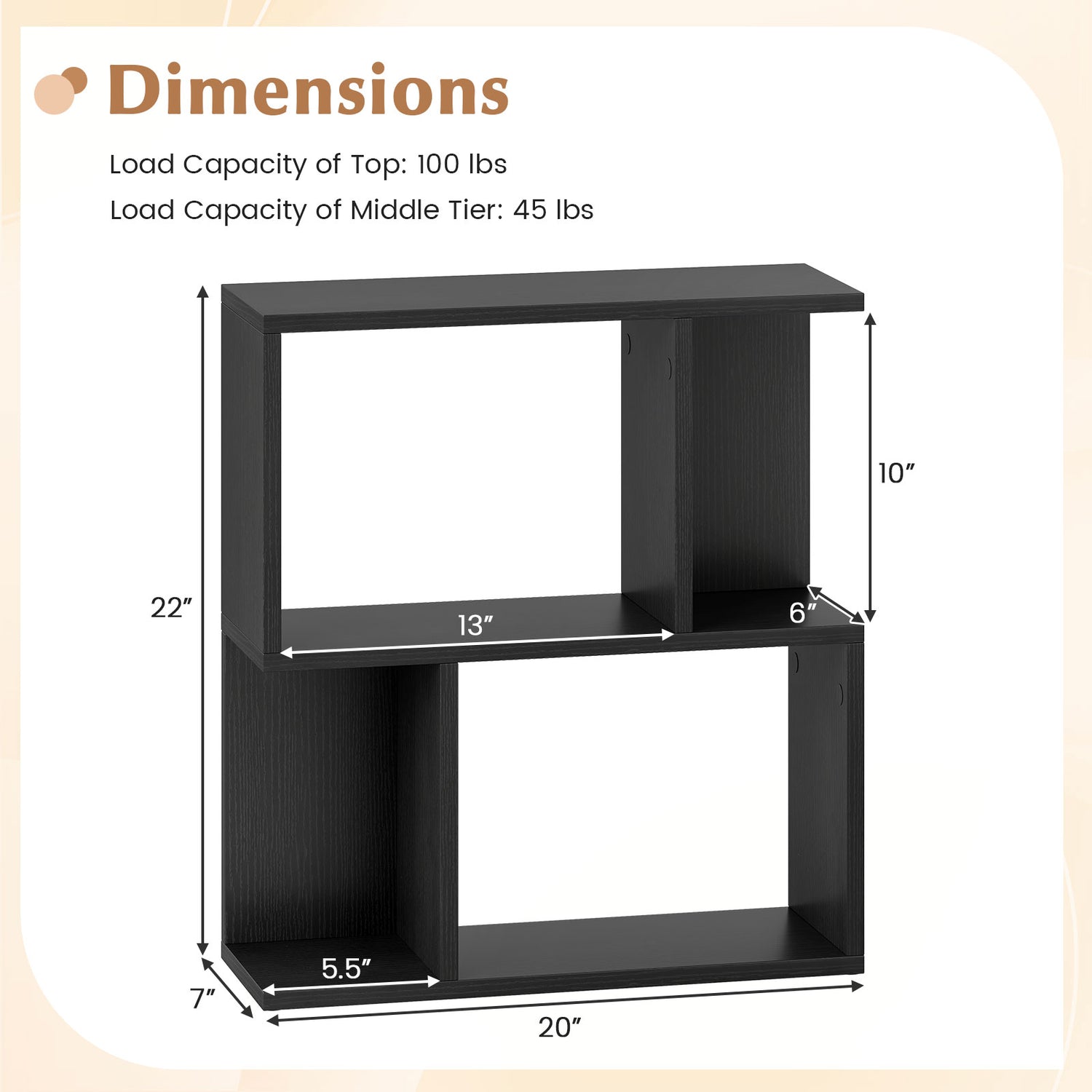 3-Tier Bookshelf with Display Shelf for Small Space
