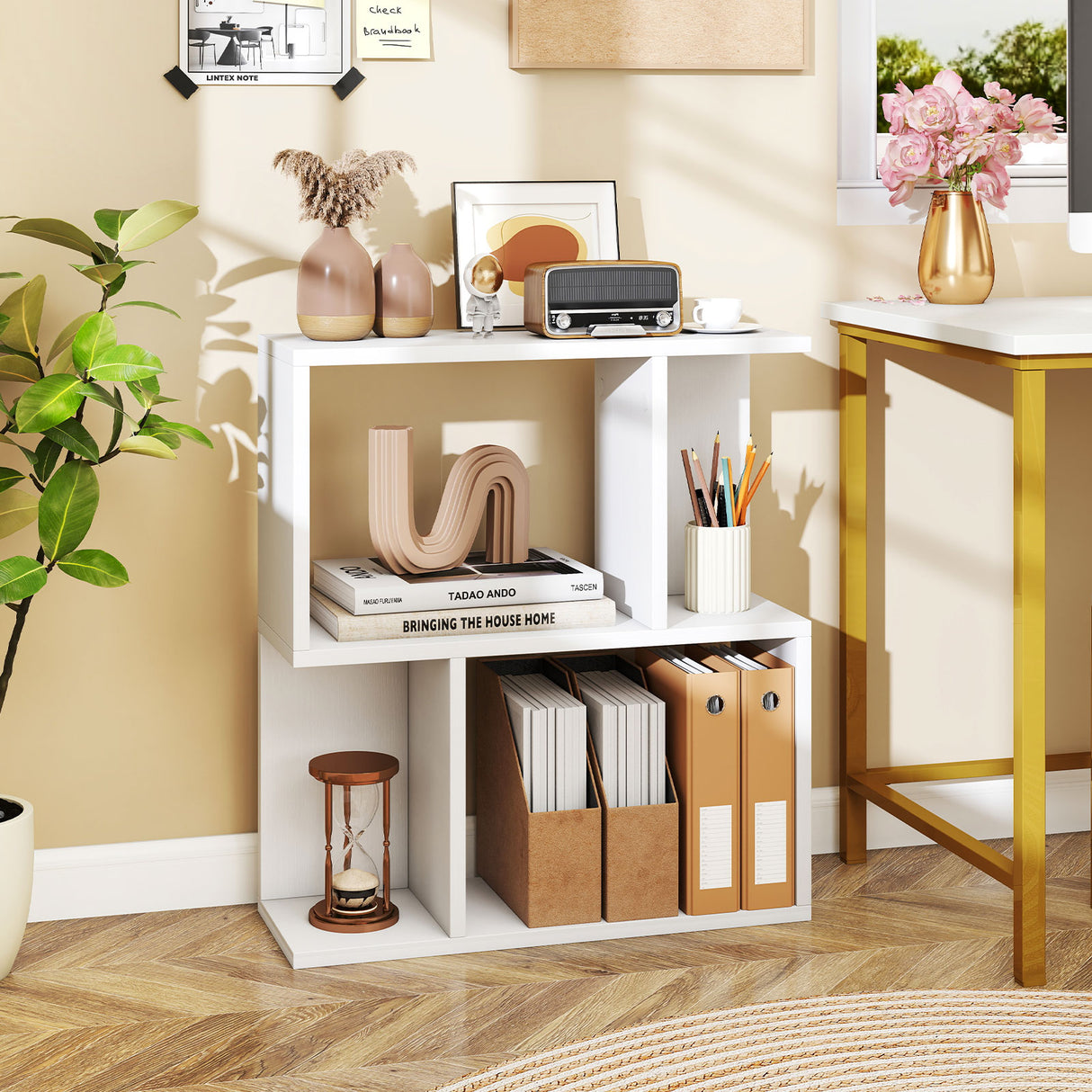 3-Tier Bookshelf with Display Shelf for Small Space