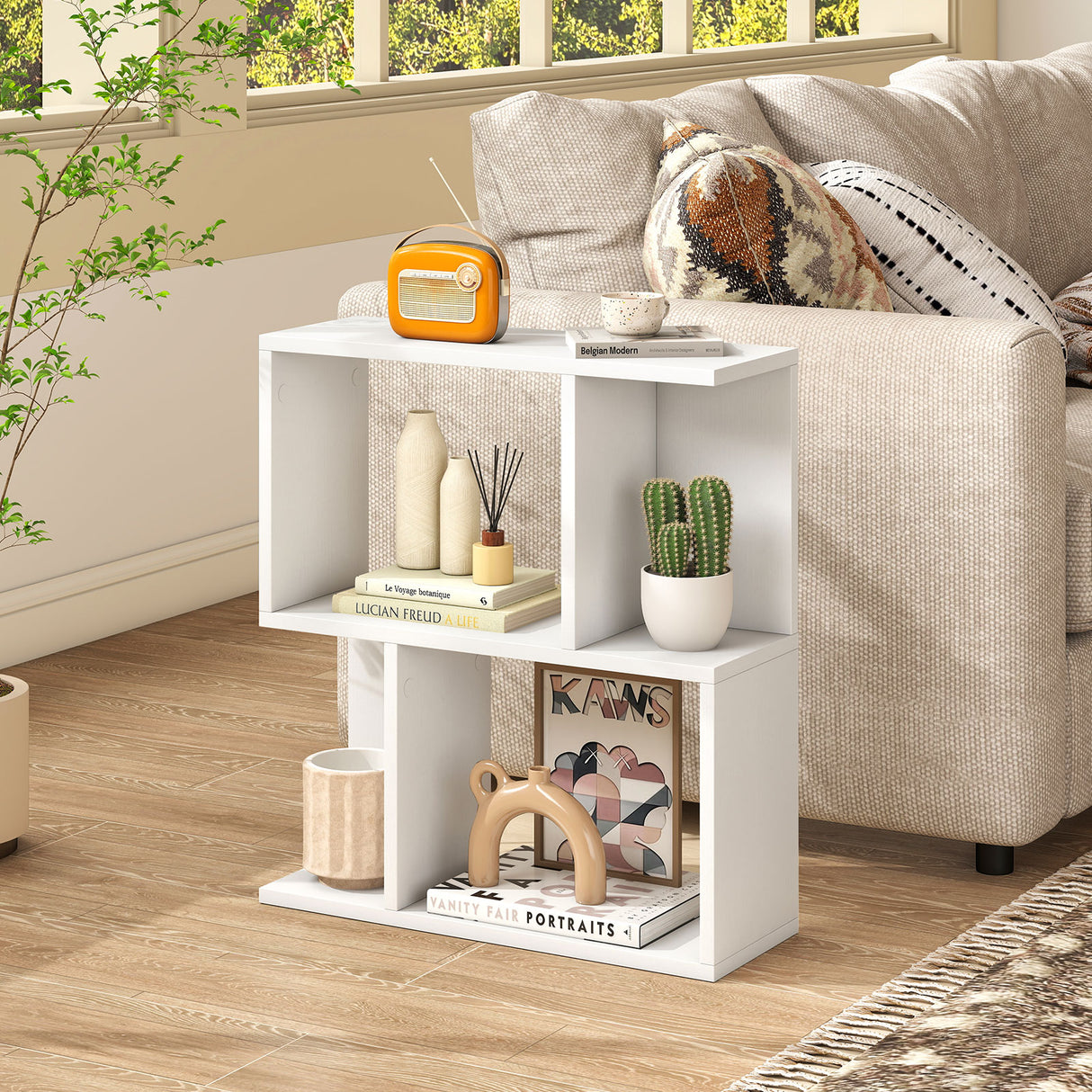 3-Tier Bookshelf with Display Shelf for Small Space