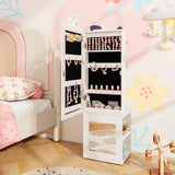 3-in-1 Freestanding Kids Jewelry Cabinet Armoire with Full Length Mirror