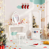 3-in-1 Freestanding Kids Jewelry Cabinet Armoire with Full Length Mirror