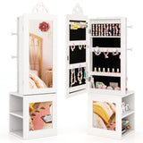 3-in-1 Freestanding Kids Jewelry Cabinet Armoire with Full Length Mirror