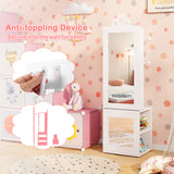 3-in-1 Freestanding Kids Jewelry Cabinet Armoire with Full Length Mirror