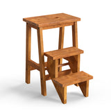 3-in-1 Rubber Wood Step Stool with Convenient Handle