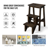 3-in-1 Rubber Wood Step Stool with Convenient Handle