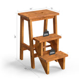 3-in-1 Rubber Wood Step Stool with Convenient Handle