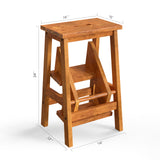 3-in-1 Rubber Wood Step Stool with Convenient Handle