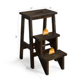 3-in-1 Rubber Wood Step Stool with Convenient Handle