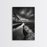 Misty Marsh Path, Moody Landscape, Nature Wall Decor, Living Room Art, Canvas Print, Black and White Photography, Autumn Wall Art