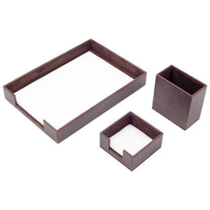 MOOG Leather Desk Set-3 Accessories-Single Document Tray - Gray - 3 PCS