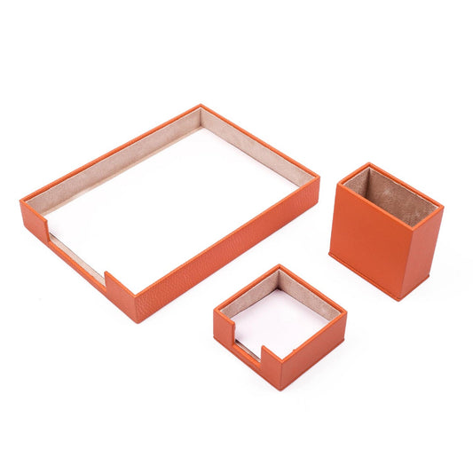 MOOG Leather Desk Set-3 Accessories-Single Document Tray - Orange - 3 PCS