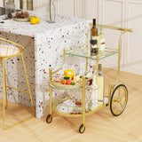 Kitchen Rolling Bar Cart with Tempered Glass Suitable for Restaurant and Hotel