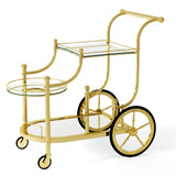 Kitchen Rolling Bar Cart with Tempered Glass Suitable for Restaurant and Hotel