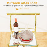 Kitchen Rolling Bar Cart with Tempered Glass Suitable for Restaurant and Hotel