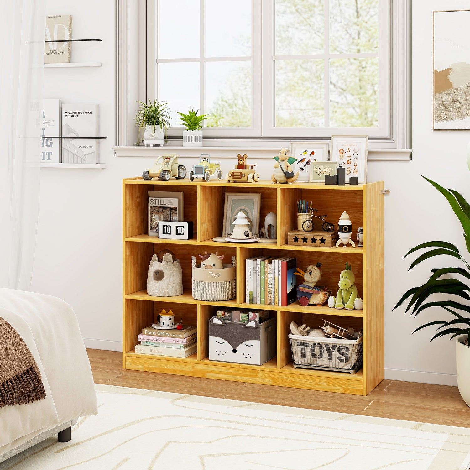 3-Tier Open Bookcase 8-Cube Floor Standing Storage Shelves Display Cabinet