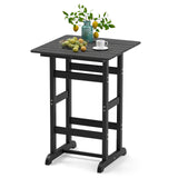 30 Inch Square Bar Table Dining Table with Slatted Tabletop for Poolside
