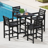 30 Inch Square Bar Table Dining Table with Slatted Tabletop for Poolside