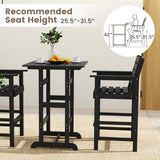 30 Inch Square Bar Table Dining Table with Slatted Tabletop for Poolside