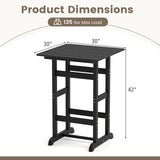 30 Inch Square Bar Table Dining Table with Slatted Tabletop for Poolside