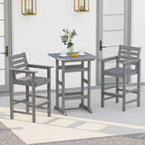 30 Inch Square Bar Table Dining Table with Slatted Tabletop for Poolside