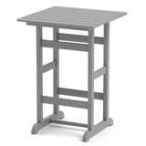 30 Inch Square Bar Table Dining Table with Slatted Tabletop for Poolside