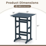 30 Inch Square Bar Table Dining Table with Slatted Tabletop for Poolside