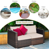 2PCS Patio Rattan Sectional Conversation Sofa Set
