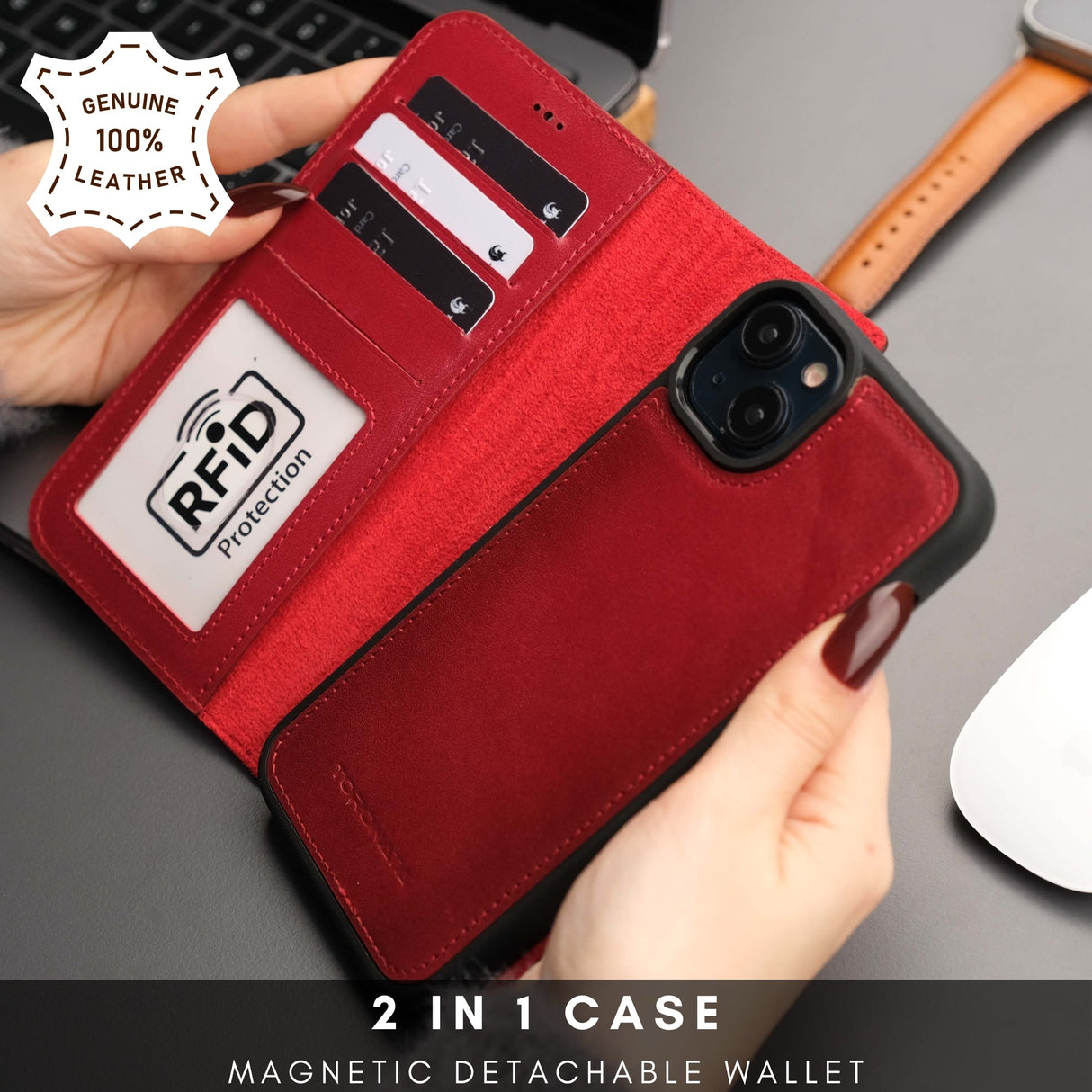Casper Leather iPhone 14 Plus Wallet Case | MagSafe