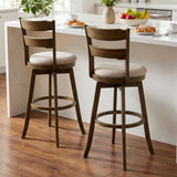 Swivel Barstools with Backrest & Upholstered Seat-Set of 2/4