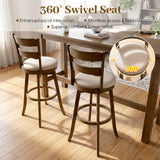 Swivel Barstools with Backrest & Upholstered Seat-Set of 2/4