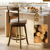 Swivel Barstools with Backrest & Upholstered Seat-Set of 2/4