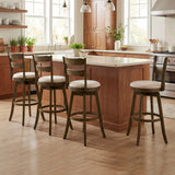 Swivel Barstools with Backrest & Upholstered Seat-Set of 2/4
