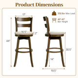 Swivel Barstools with Backrest & Upholstered Seat-Set of 2/4