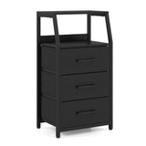 30.5 Inch Tall Nightstand with 3 Fabric Drawers and 2 Spacious Open Shelves