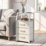 30.5 Inch Tall Nightstand with 3 Fabric Drawers and 2 Spacious Open Shelves