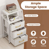 30.5 Inch Tall Nightstand with 3 Fabric Drawers and 2 Spacious Open Shelves