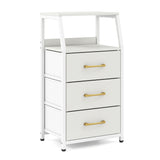 30.5 Inch Tall Nightstand with 3 Fabric Drawers and 2 Spacious Open Shelves